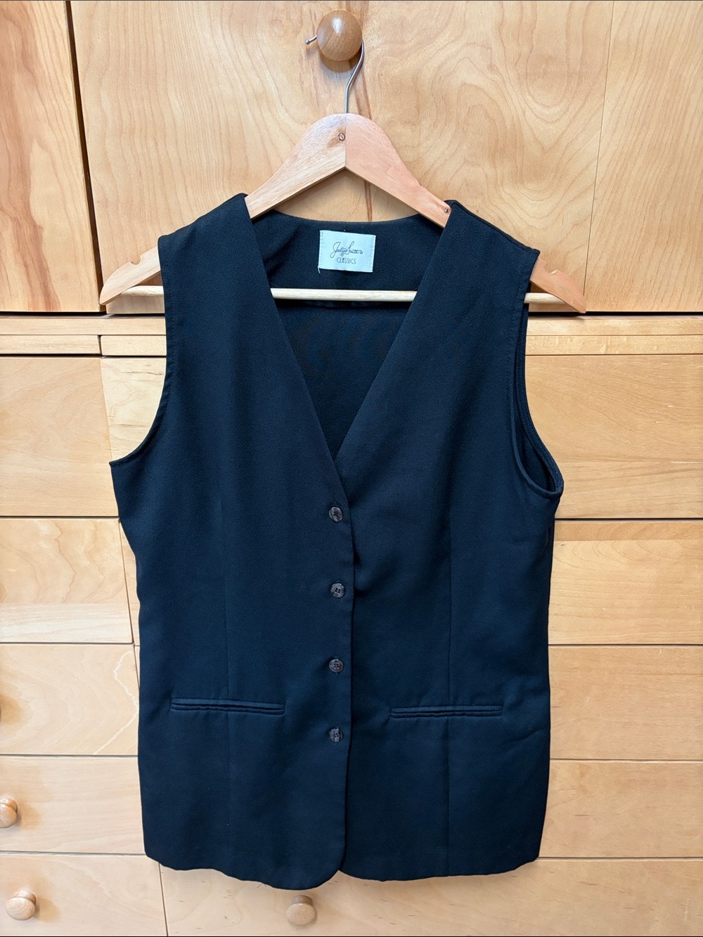 Vintage Black Button Front Vest - Jaclyn Smith Classics